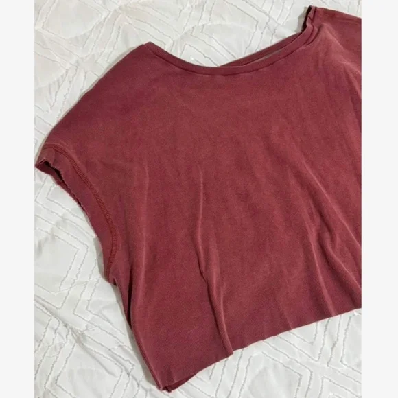 Redwood Cotton Oversized Cropped Muscle Tee Shirt Raw Hem and Inside Out Stitch - Picture 12 of 12